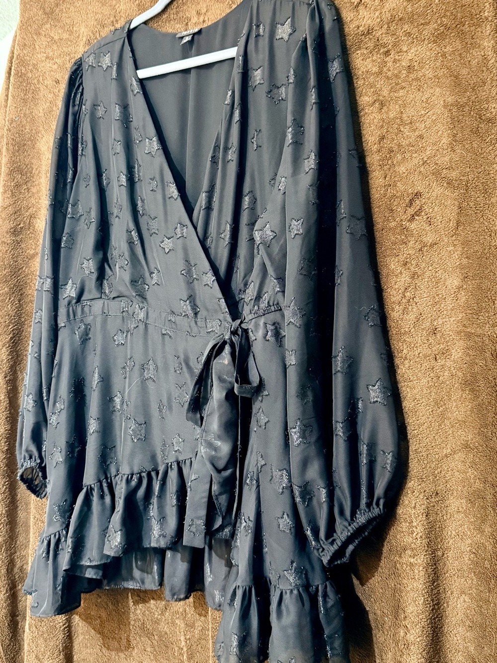 torrid Black Star-Embroidered Wrap Tunic
